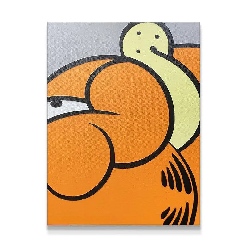 Grrrfield canvas print frontal view, showcasing vibrant orange color saturation against a gray background.