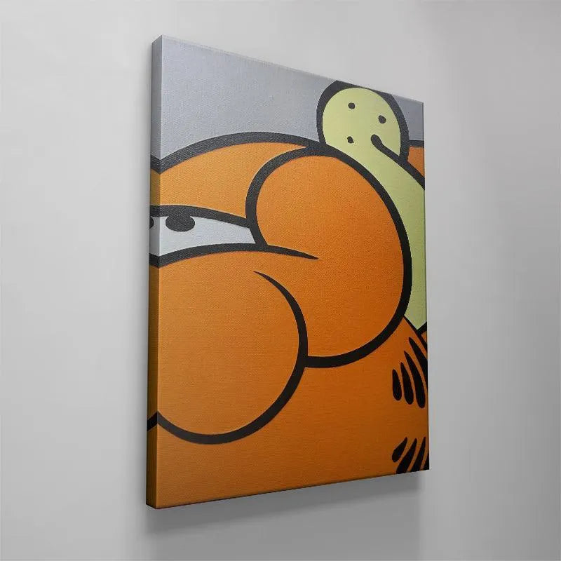 Studio shot of the minimalist Grrrfield pop art print, isolated on a white backdrop.