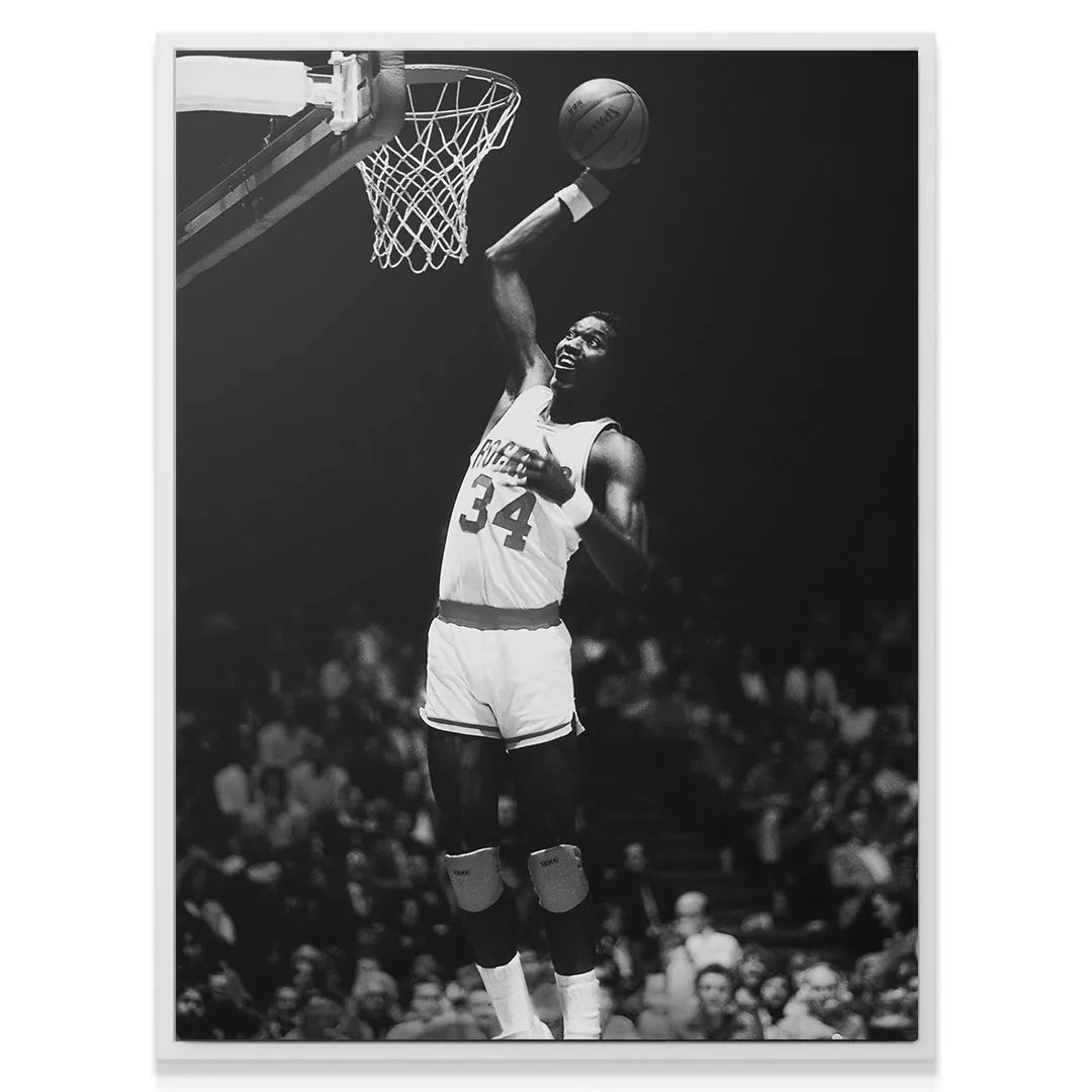 Texture view highlighting the vintage black and white grain and contrast in the Hakeem Olajuwon - #2 print.