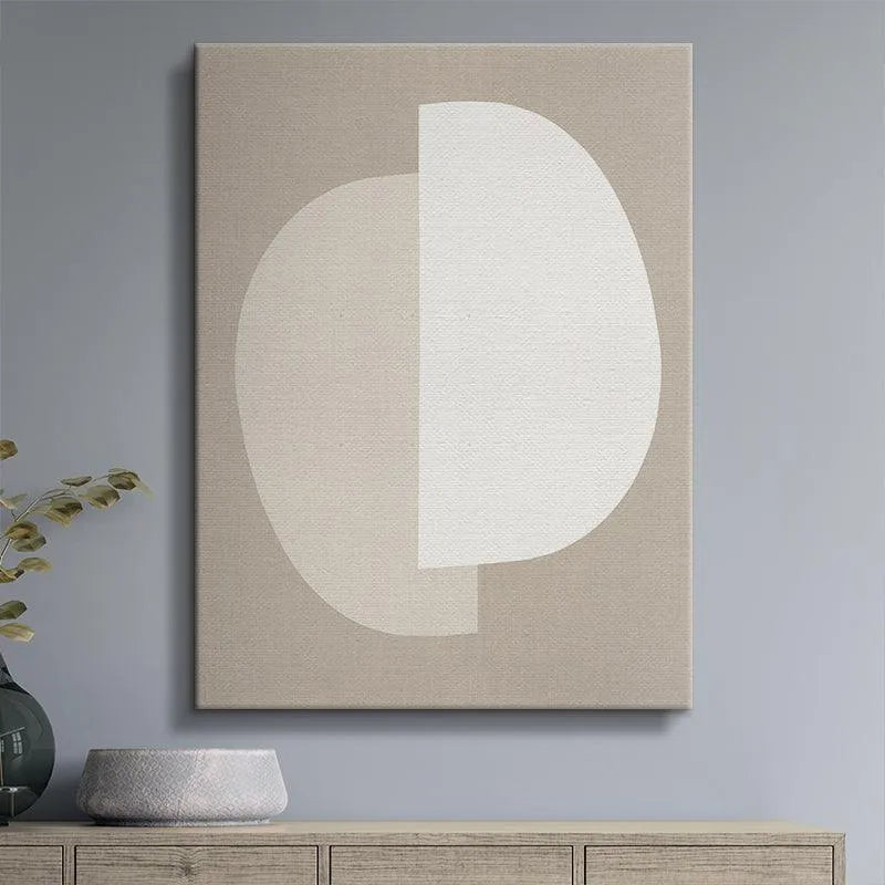 Lifestyle view: Half Moon print hanging in a modern Scandinavian living room setting.
