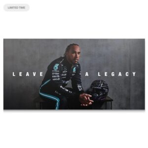 Lewis Hamilton sitting contemplatively with his F1 helmet, embodying the theme Hamilton - Leave A Legacy.