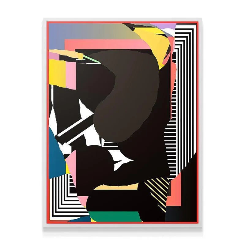 Full frontal view of the modern framed Heart canvas against a white wall.