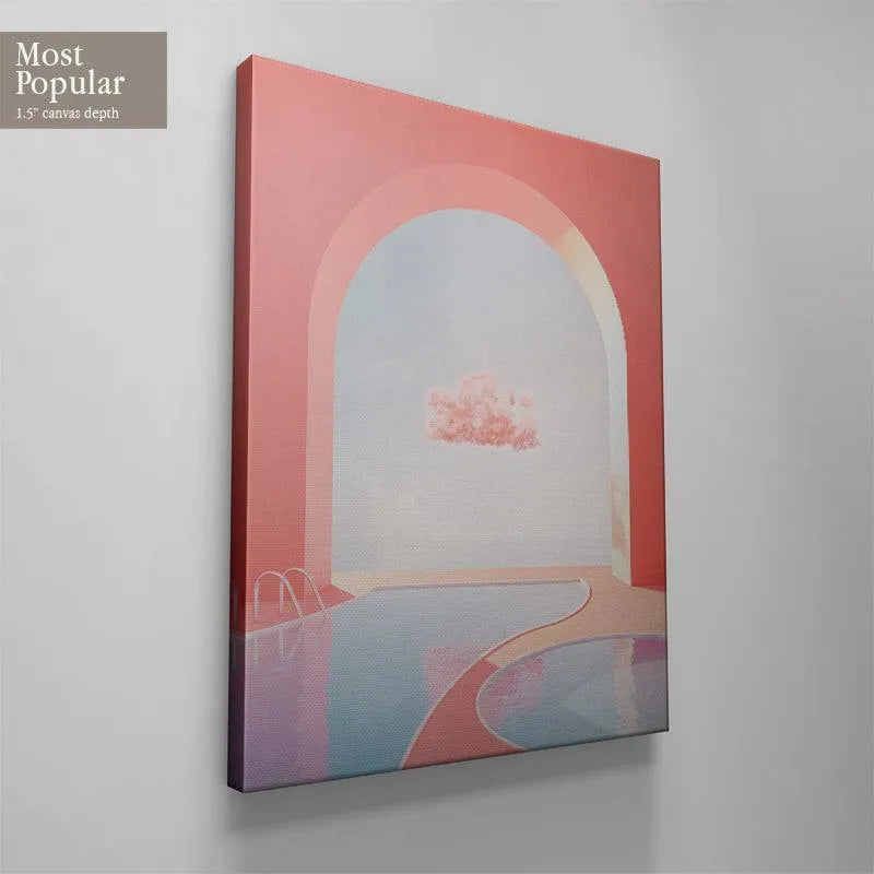 Detail of the contrast between the dusty rose archway and the pale sky in the Heavenly Pool image.