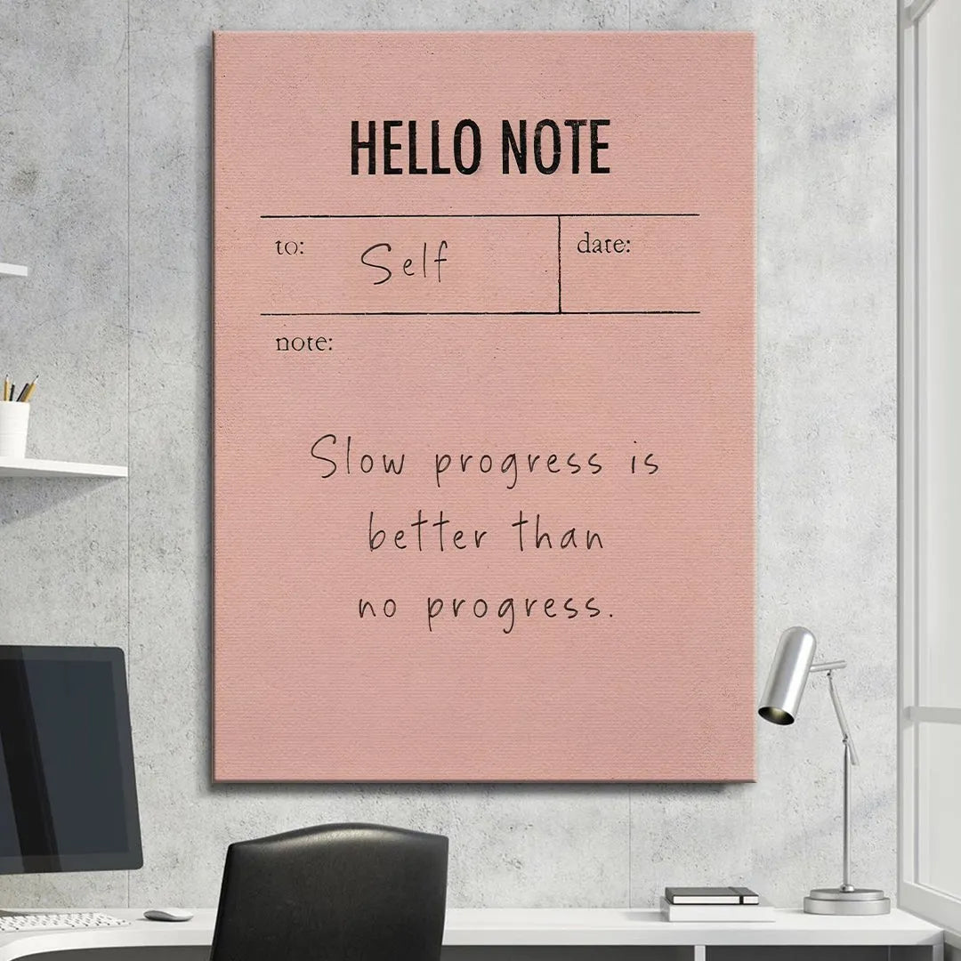 Corner view of a stack of inspirational Hello Note (Pink) cards casting a slight shadow.