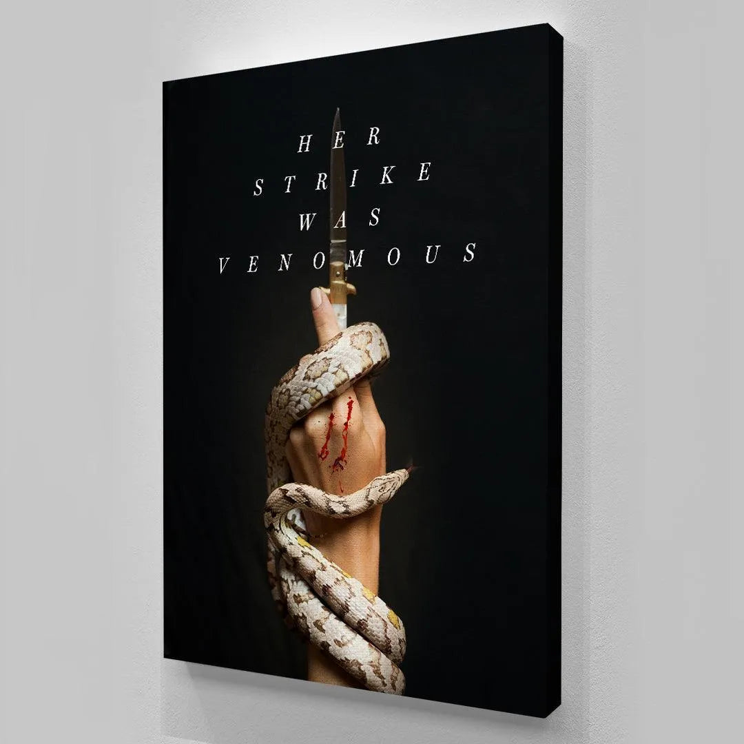 Side angle view emphasizing the powerful, yet constrained grip of the hand shown in 'Her Strike' artwork.
