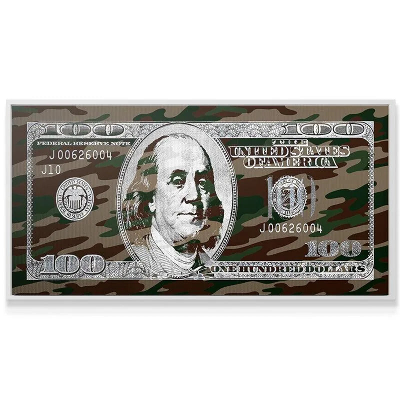 Detailed shot highlighting the serial number J00626004 on the 'Hidden Money' print.