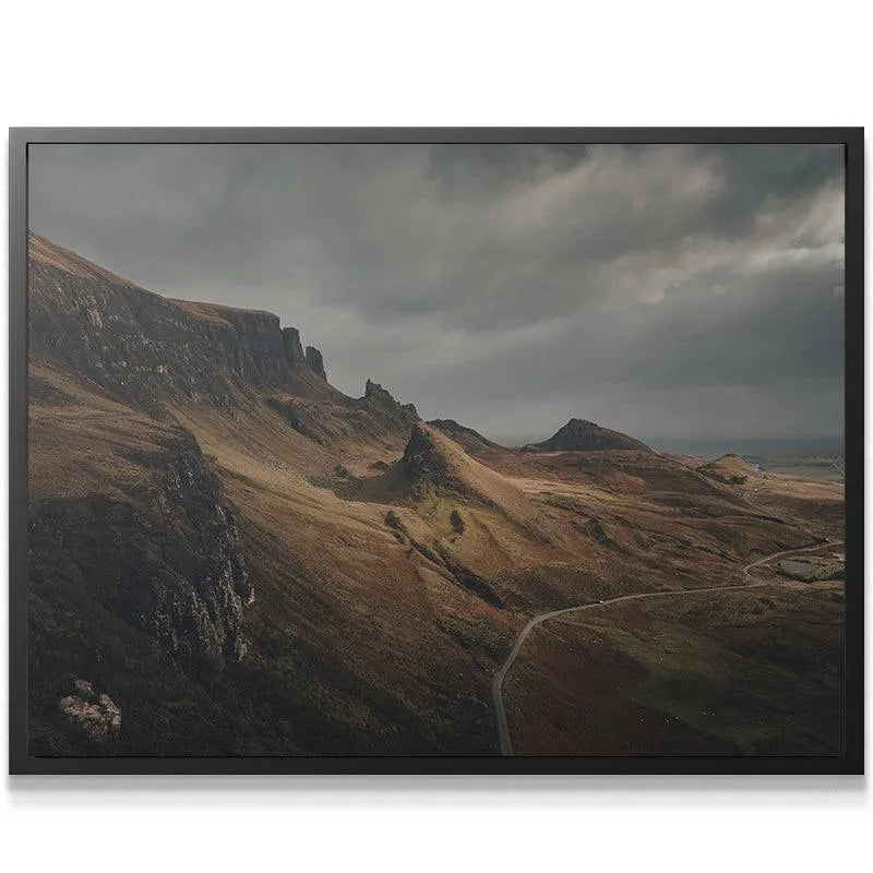 Dramatic close-up of the rugged cliffs and stratified rock formations included in 'Highland Roar'.