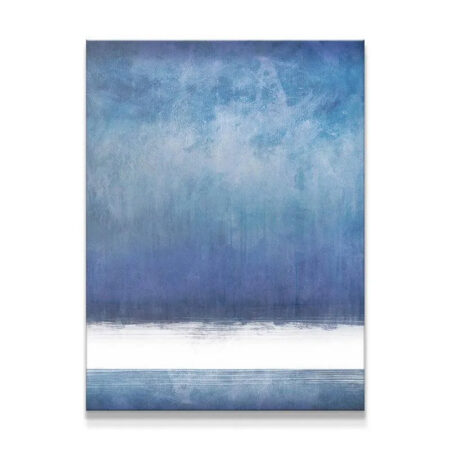 Full vertical view of the abstract blue Horizon canvas painting.