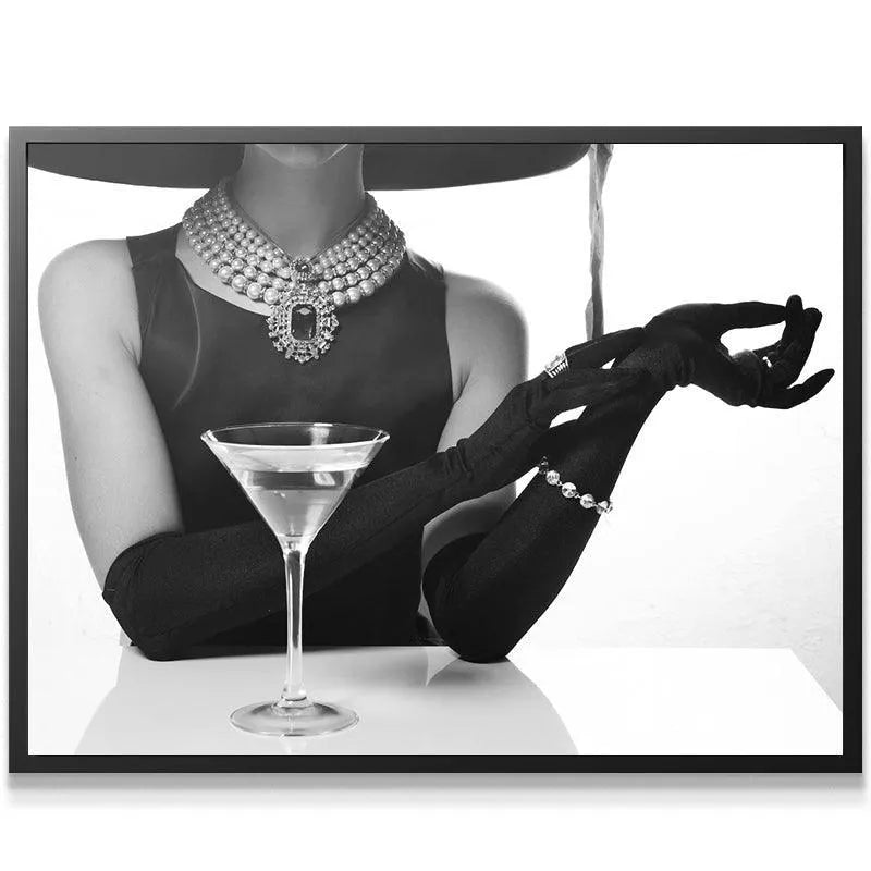 Stylized high-contrast image depicting the elegant fashion of the Hotel Bar patron.