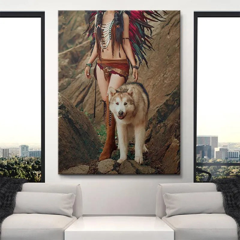 Lifestyle view showing the powerful, front-facing stance of the dog in the 'Husky Walk' image.