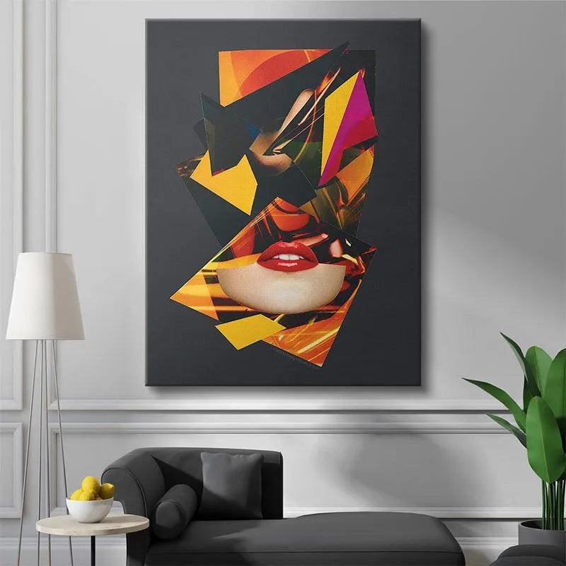 Lifestyle mock-up of the framed print 'I Can Hear Your Tears' hanging above a contemporary sofa.