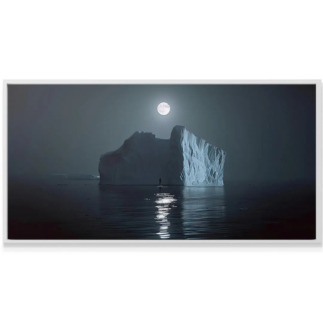 Moonlight reflection creating a shimmering path on the dark, rippling water in Iceberg Night.
