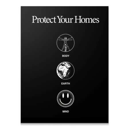 Full view of the 'IKO Protect Your Homes' conceptual poster art displayed on a matte black background.
