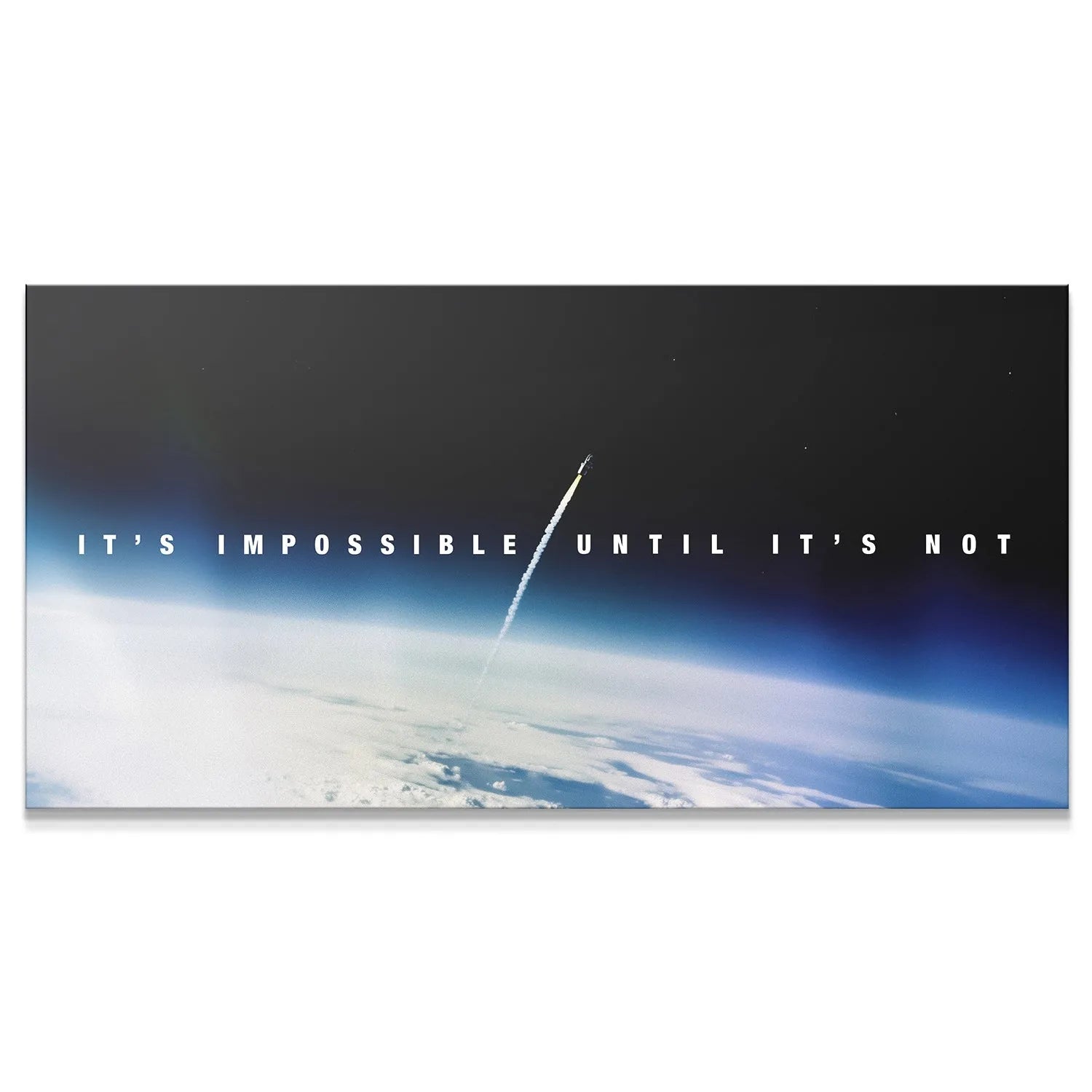 Full horizontal view of the launch print, saying "Impossible Until It's Not."