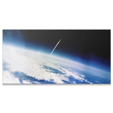 Close-up of rocket contrail against the dark void of space: Impossible Until It's Not - No Quote.