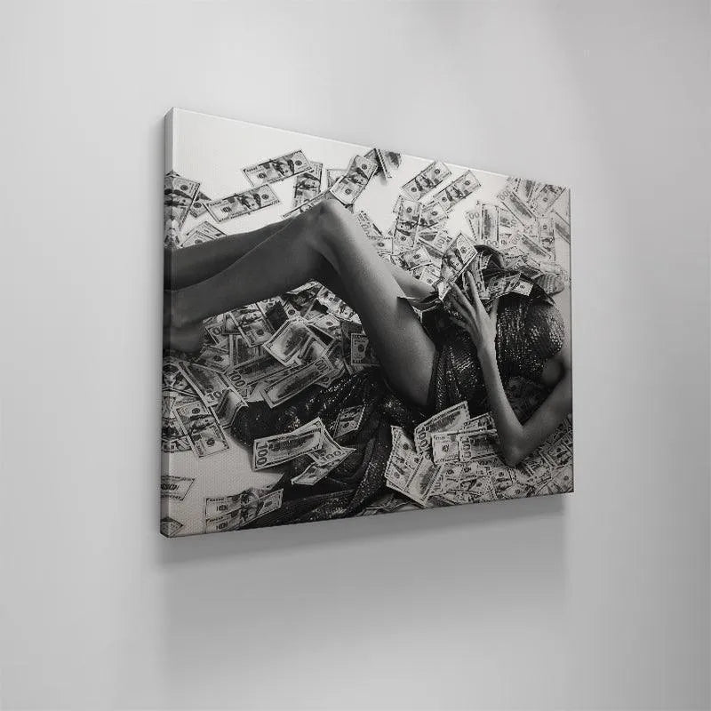 Monochromatic composition highlighting the dramatic lighting and contrast in the In Bed With Money photo.