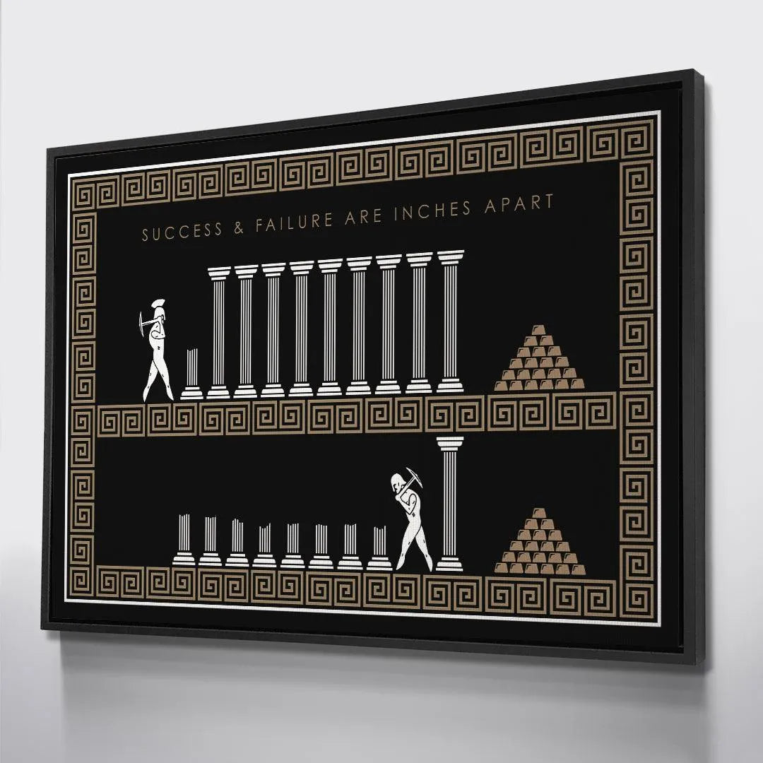 The stark color contrast (black background, white columns) highlighted in the Inches Apart - Empire Series graphic design.