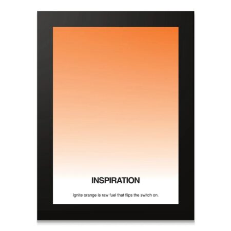 Full view of the framed Inspiration - Gradient poster featuring a vibrant orange and white color scheme.