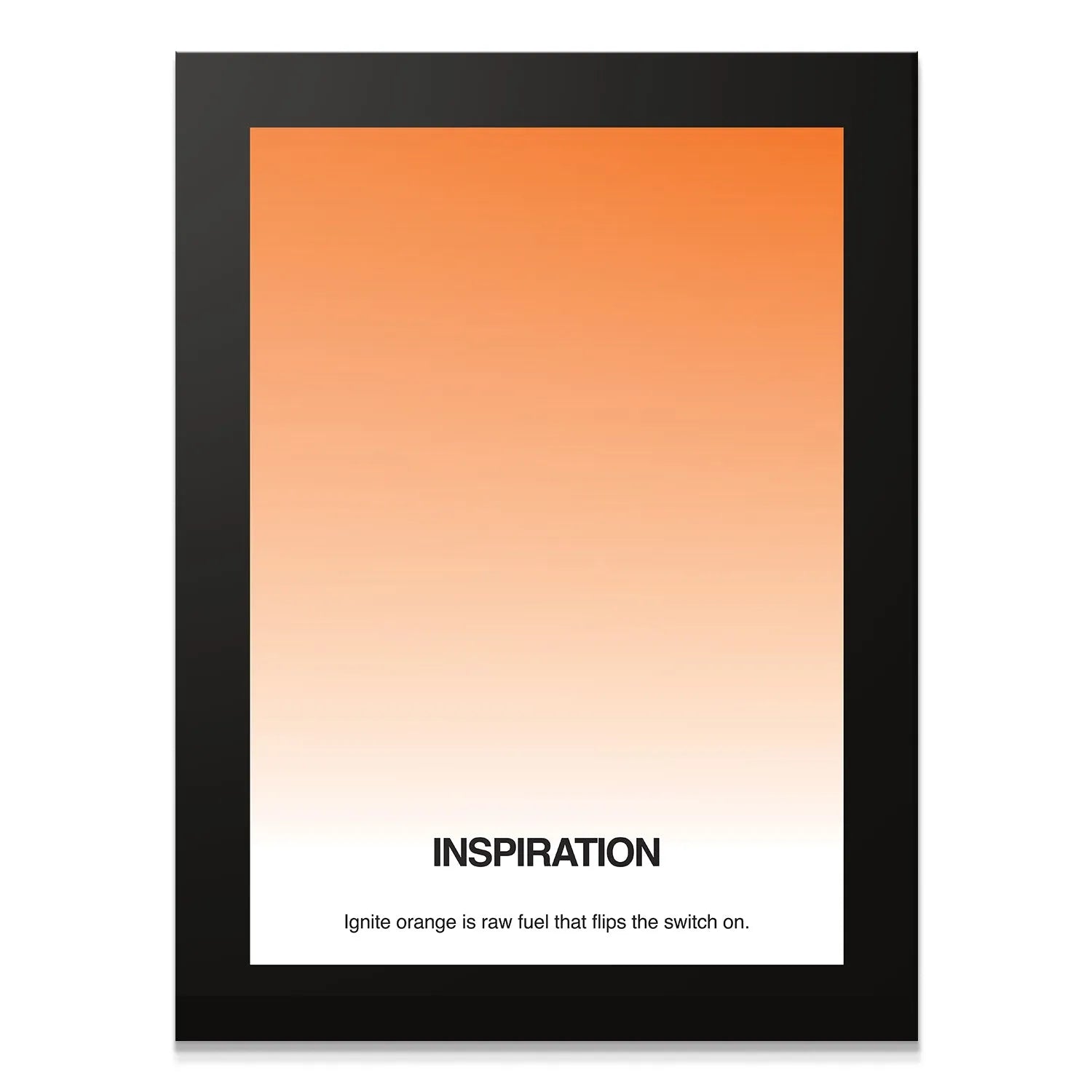 Full view of the framed Inspiration - Gradient poster featuring a vibrant orange and white color scheme.