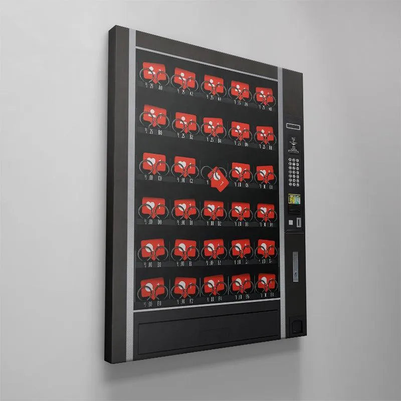 Side profile illustrating the modern, slim line design of the InstaSnacks conceptual vending unit.