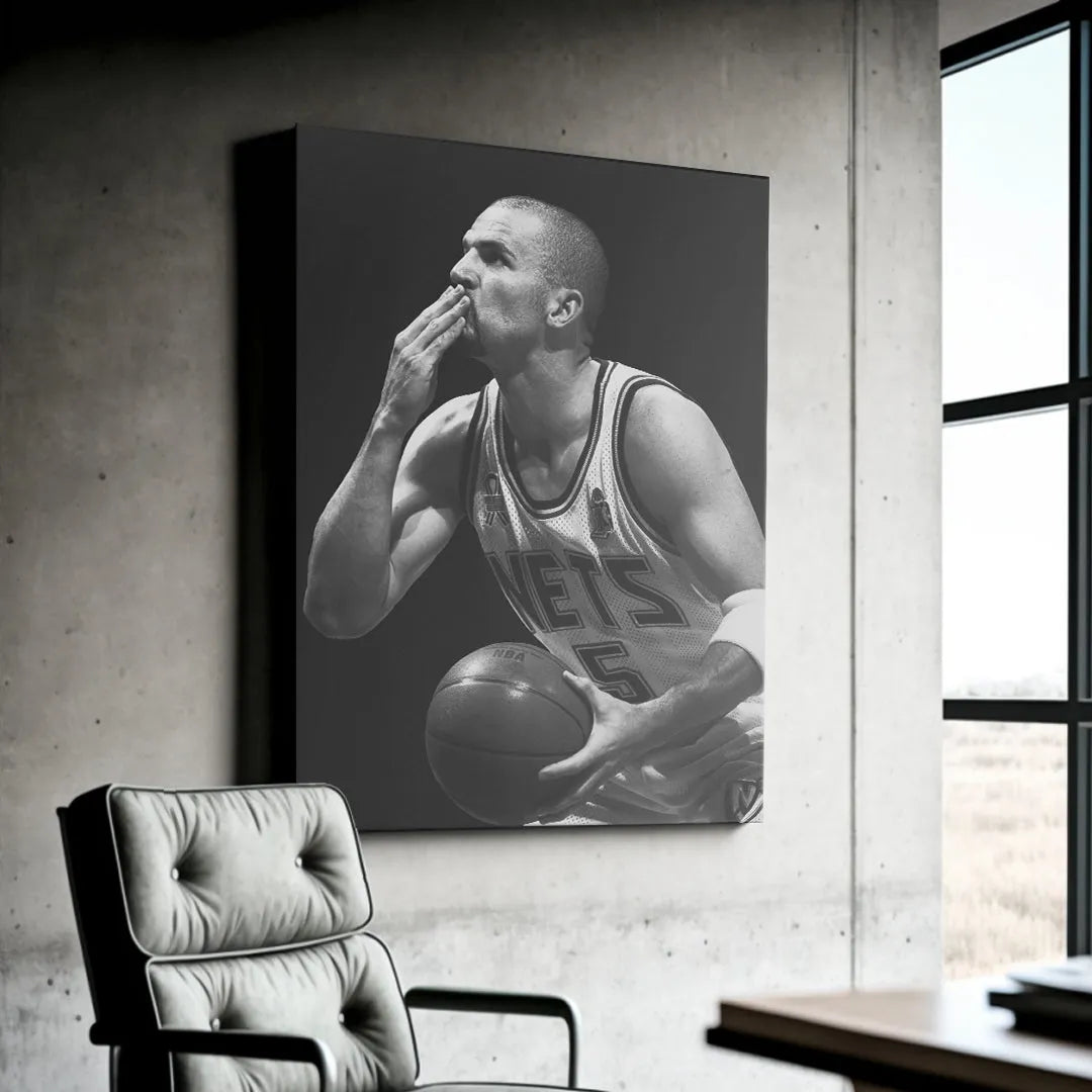 Detailed focus on the jersey mesh and texture worn by Jason Kidd - #1 while playing for the New Jersey Nets.
