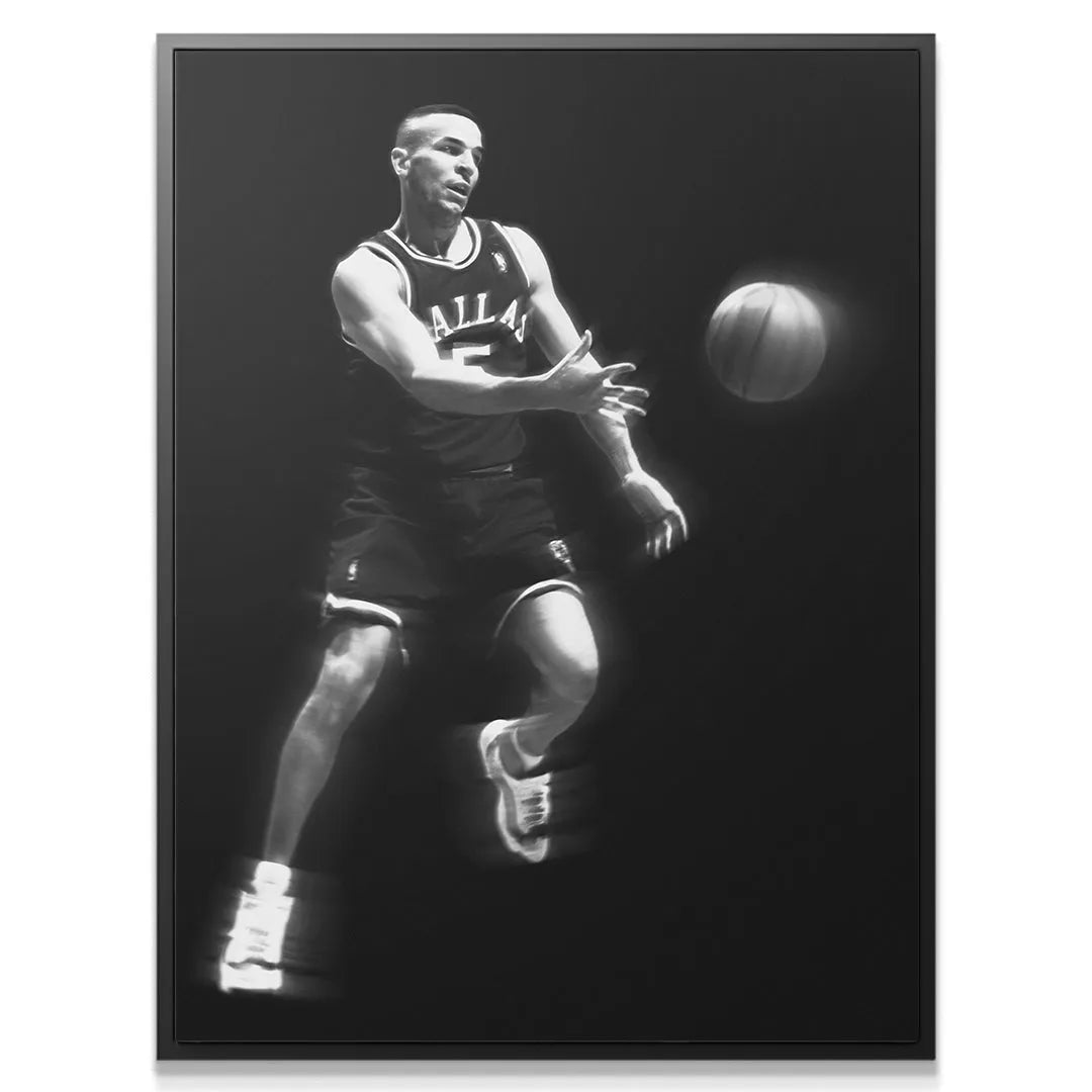Close-up profile of Jason Kidd - #2 showing intense facial concentration during the pass.
