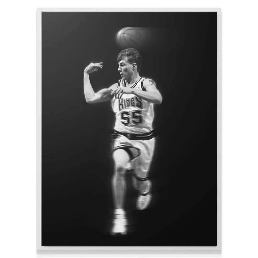Lifestyle view of the framed canvas print titled Jason Williams - #1 mounted on a wall.