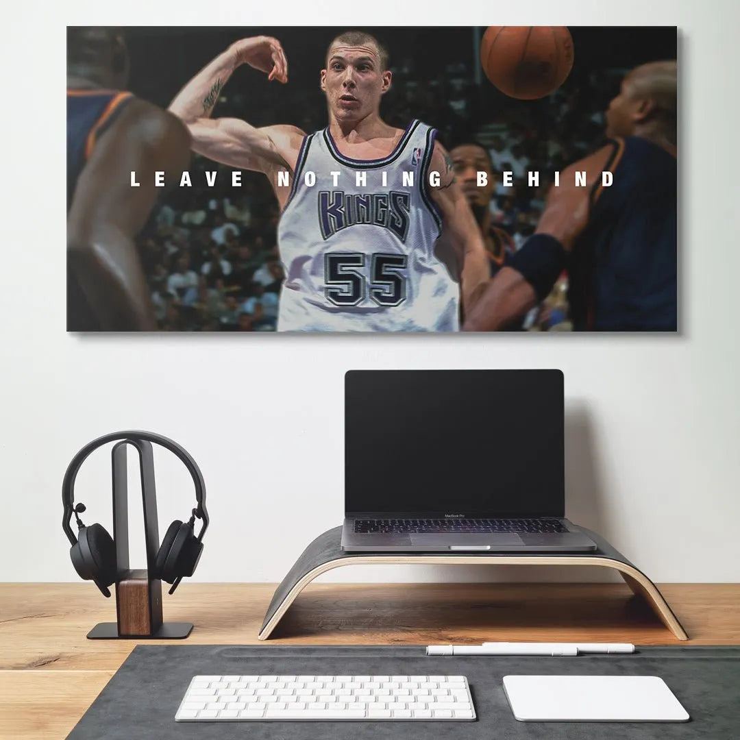 Wide-angle display of Jason Williams - Leave Nothing Behind, demonstrating its use as lifestyle wall decor above a couch.