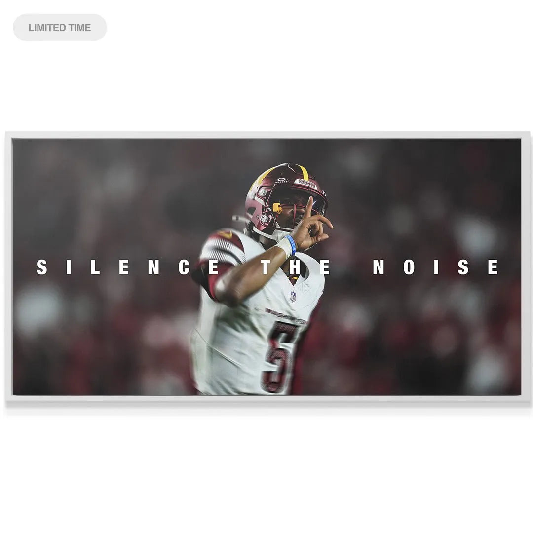 Detailed texture shot highlighting the high-resolution print quality of Jayden Daniels - Silence The Noise artwork.