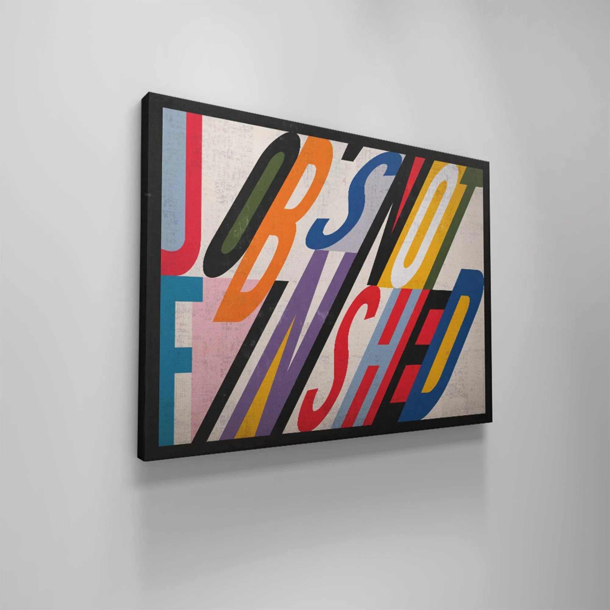 Digital rendering of 'Job's Not Finished' highlighting the mix of primary and secondary color palette vibrancy.