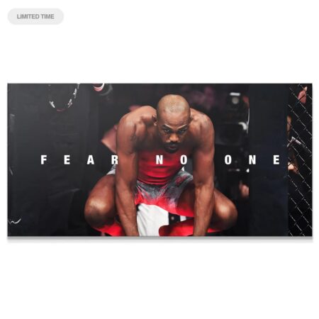 Close-up of Jon Jones' focused expression embodying Fear No One.