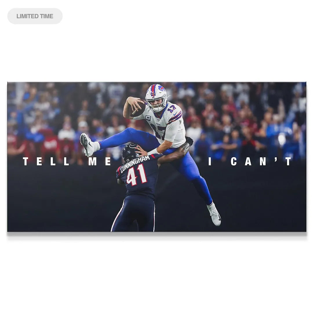 Full panoramic view of the spectacular Josh Allen - Tell Me I Can't 2 action shot capturing the hurdle.