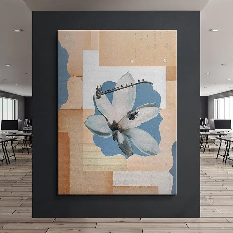 Angle view highlighting the serene blue scalloped shape central to the 'Just Desert' composition.