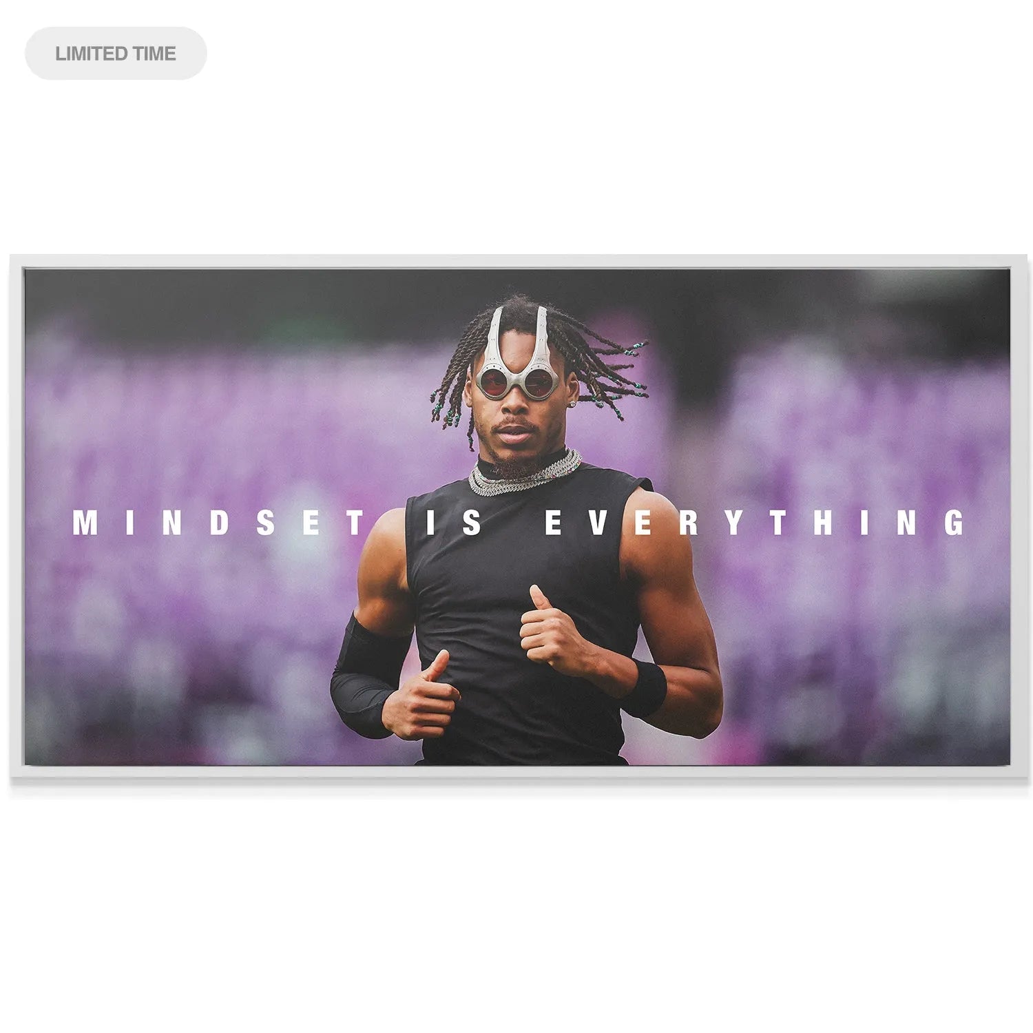 Justin Jefferson - Mindset Is Everything artwork displayed in a gym setting, emphasizing its motivational impact.