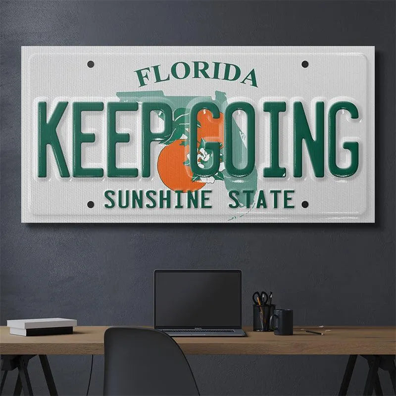 Square crop focusing tightly on the "Keep Going - FL" motto and the "SUNSHINE STATE" subtitle.
