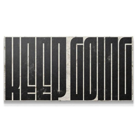 Frontal studio view of the 'Keep Going - Maze (Black)' high-contrast motivational wall art.
