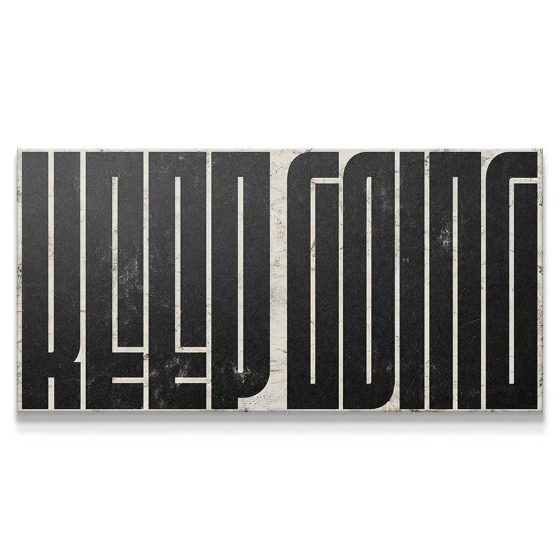 Frontal studio view of the 'Keep Going - Maze (Black)' high-contrast motivational wall art.