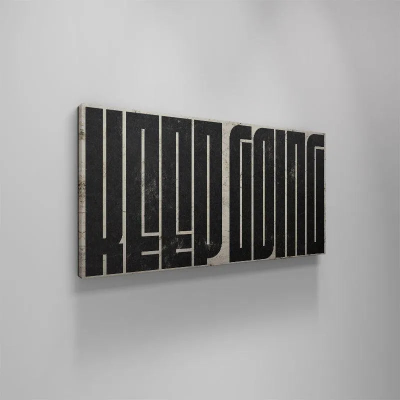Minimalist interior shot emphasizing the size and scale of the 'Keep Going - Maze (Black)' horizontal piece.