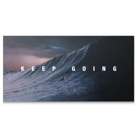 Full horizontal view of the 'Keep Going - Wave' motivational poster featuring the dark, stormy twilight sky.
