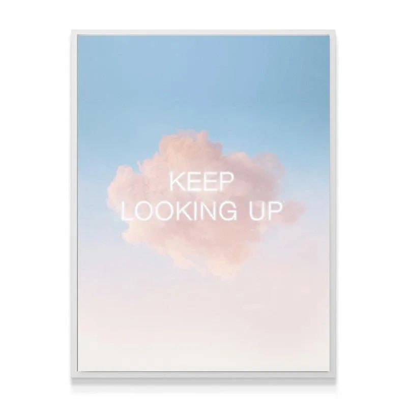 Texture shot showing the matte finish on the inspirational art print Keep Looking Up.