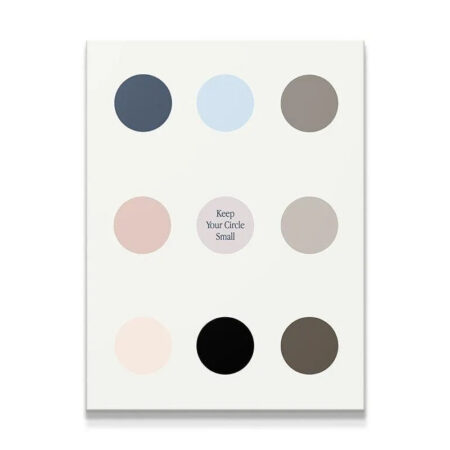Full view of the abstract 9-dot print with the centered phrase Keep Your Circle Small.