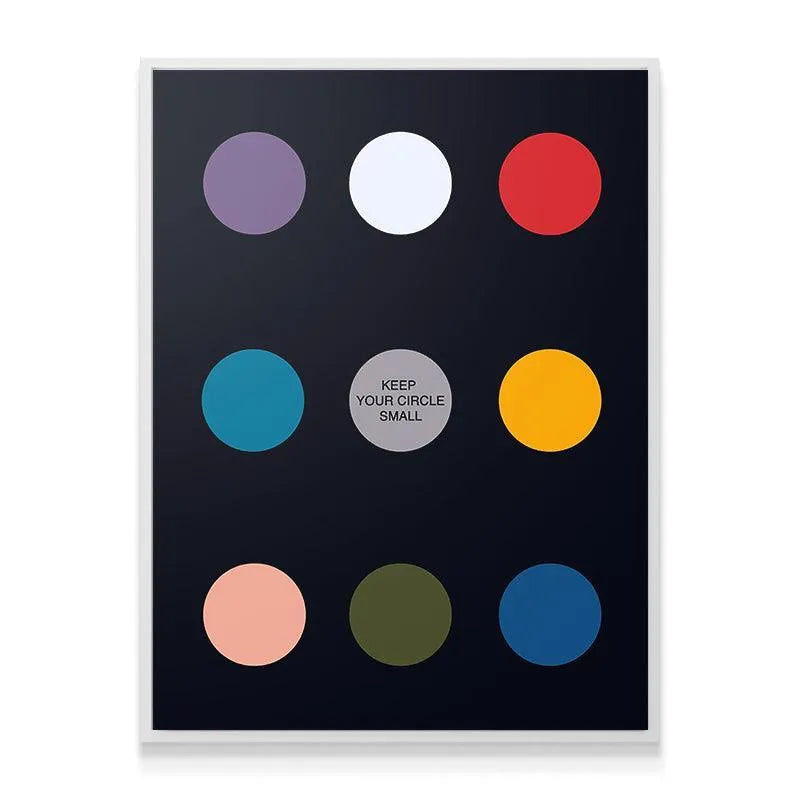 High-resolution shot displaying the matte paper texture and rich ink saturation of the Keep Your Circle Small Black Edition print surface.