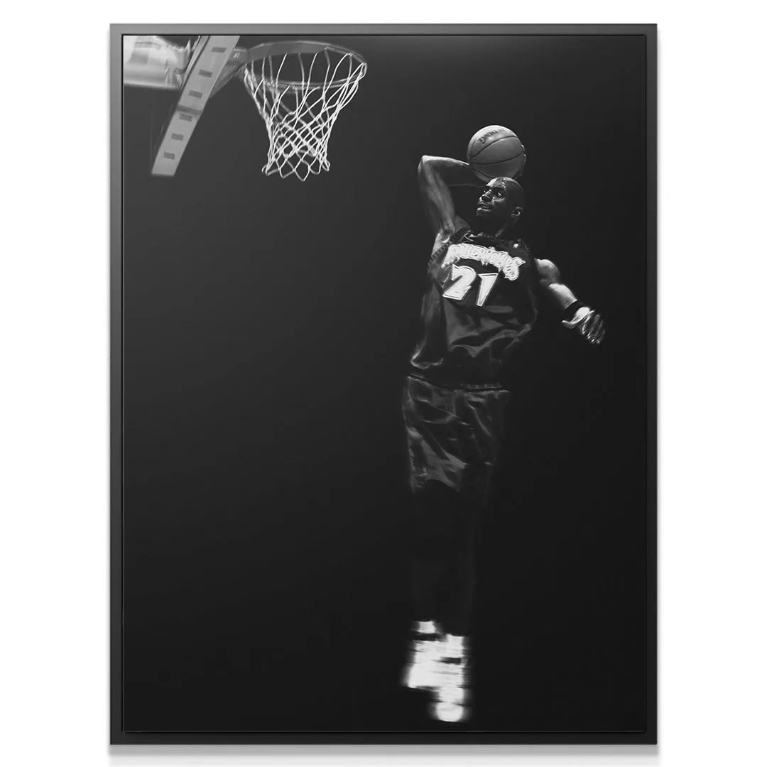 Kevin Garnett - #4 black and white vertical print close-up showing fine detail of the jersey and muscle tone.