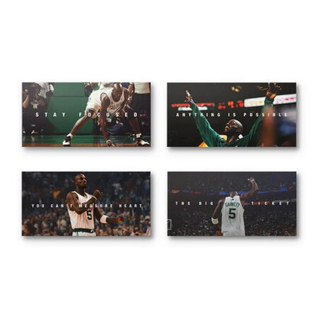 Full view of the four-panel motivational canvas set: Kevin Garnett - Bundle.
