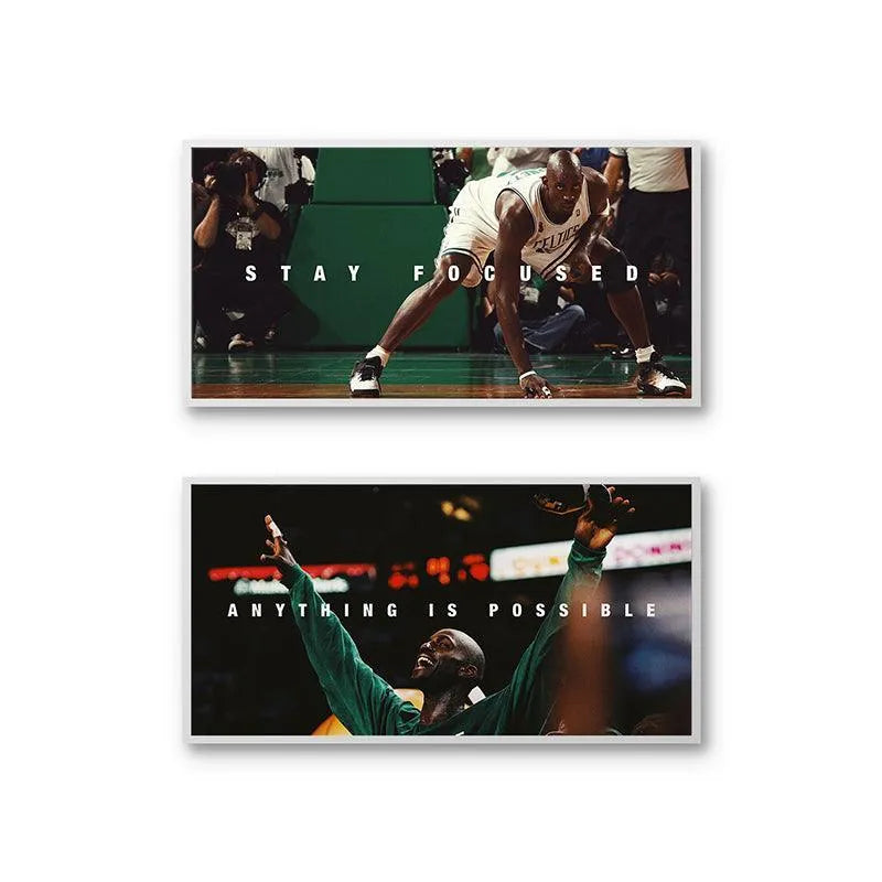 Detailed texture shot of the lower victorious print, arms raised in pure celebration, Kevin Garnett - Set 1.