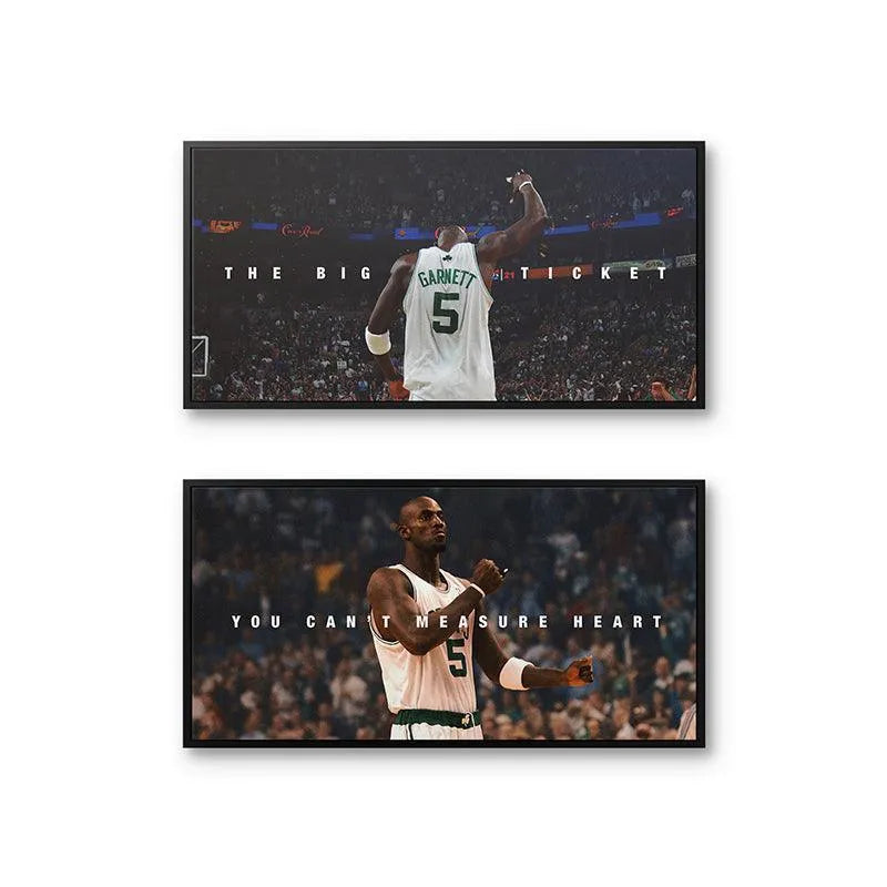 Close-up view of the top print showing Kevin Garnett celebrating powerfully, part of Kevin Garnett - Set 2.