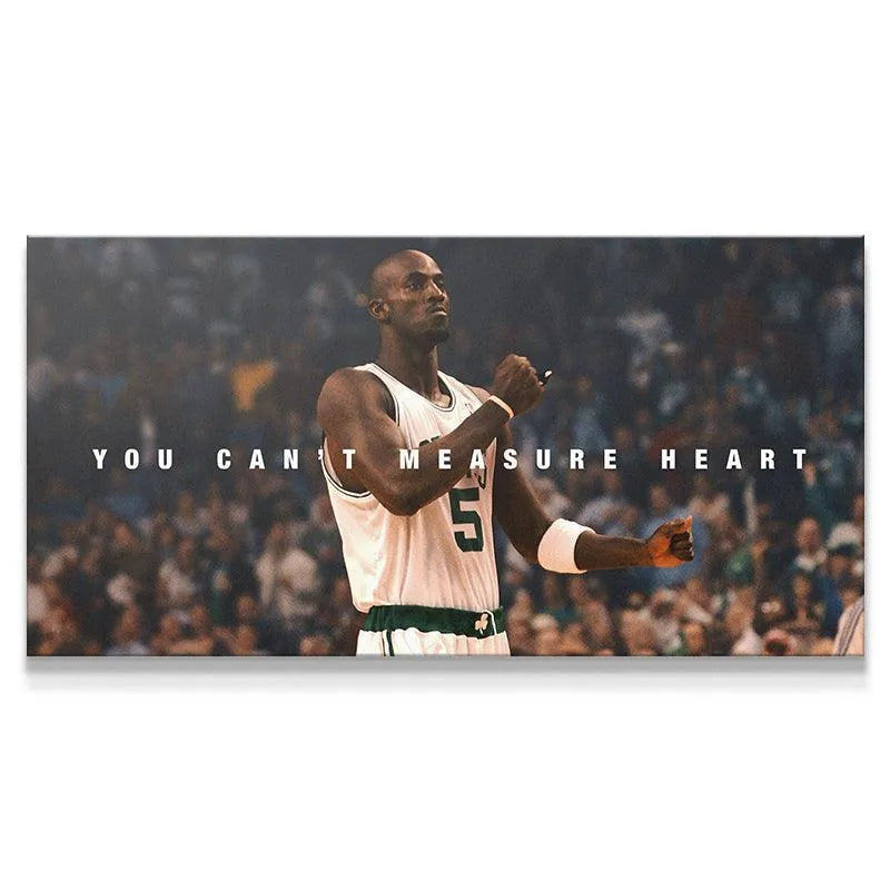 Wide shot of Kevin Garnett - You Can't Measure Heart poster showing the full arena background texture.