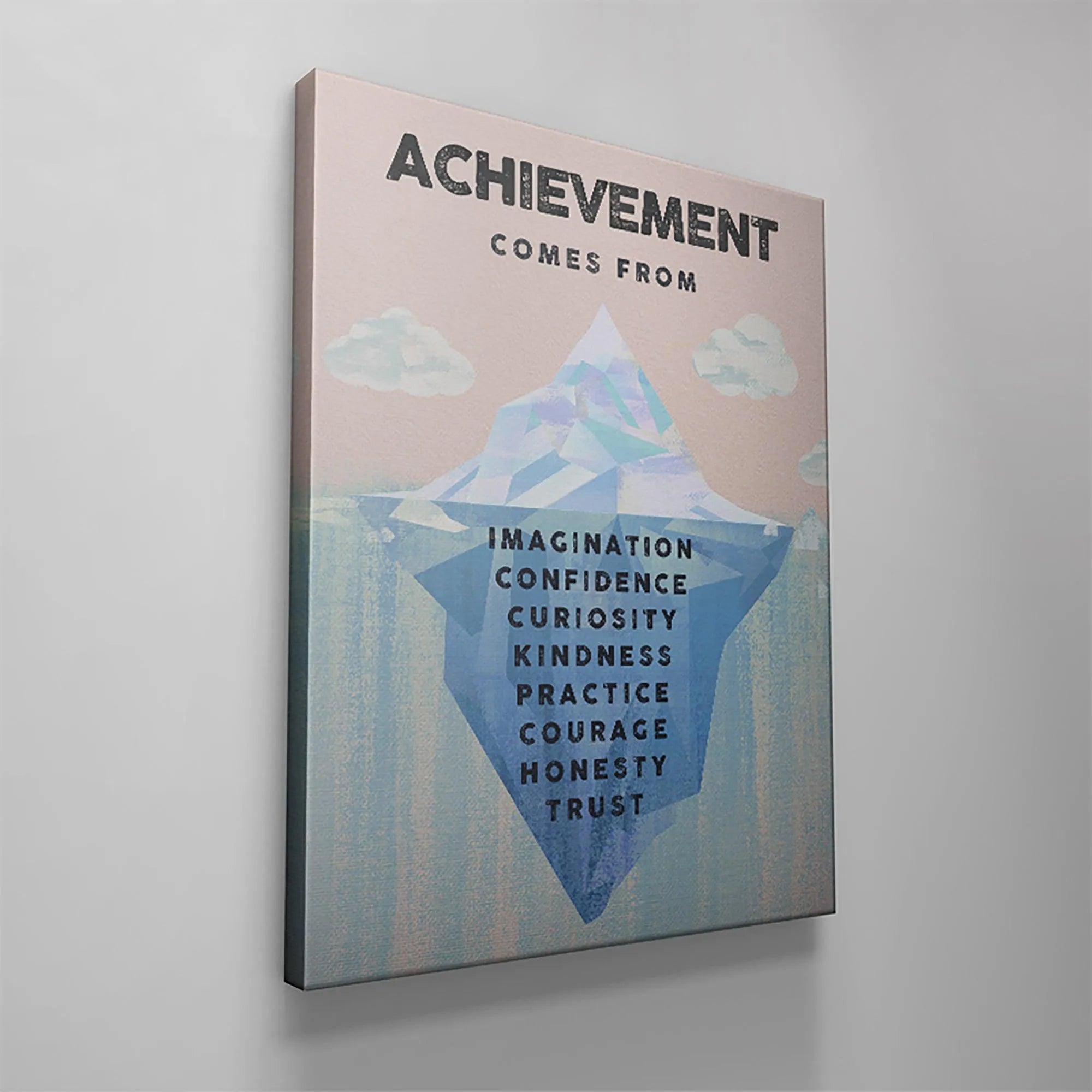 Detailed crop focusing solely on the submerged values required for Kids Achievement: Practice, Honesty, Trust.