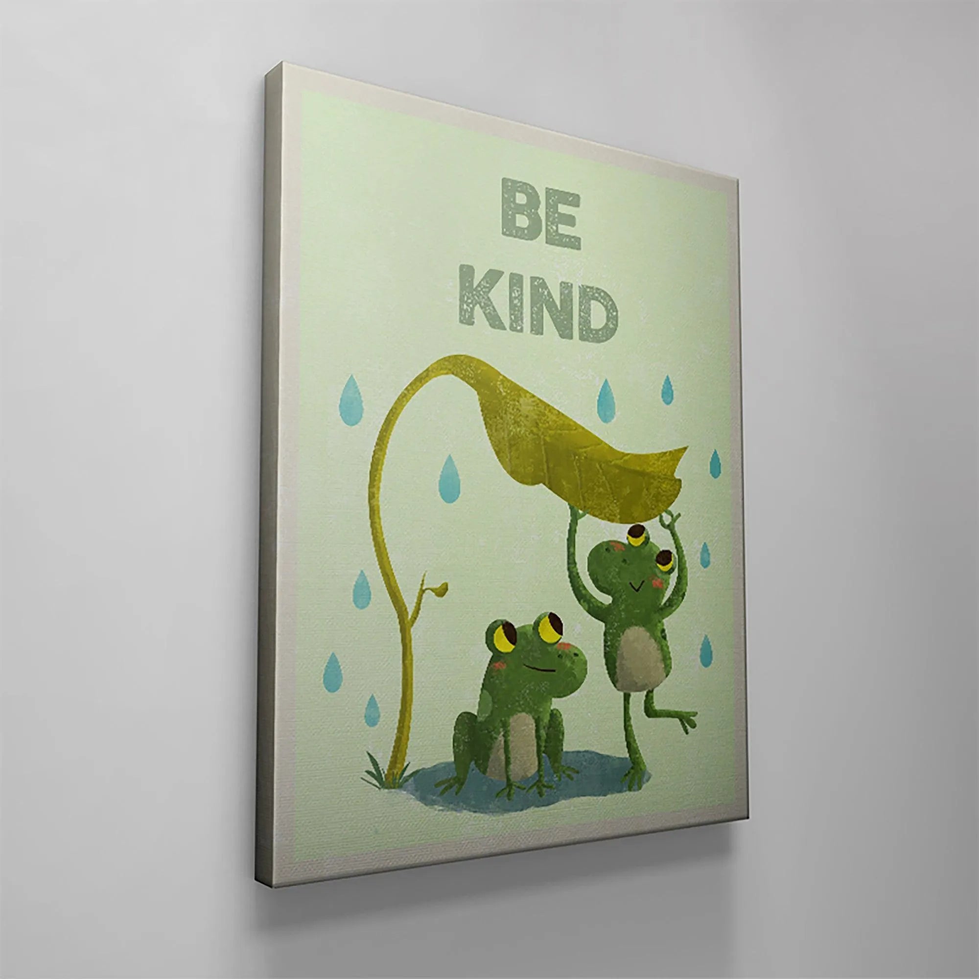 Side profile capturing the subtle paper texture and clear typography of the phrase Kids Be Kind.