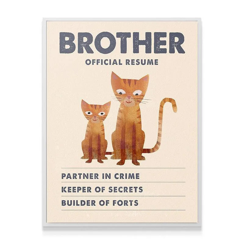 Full view of the whimsical typography and layout of the Kids Brother Resume art piece.